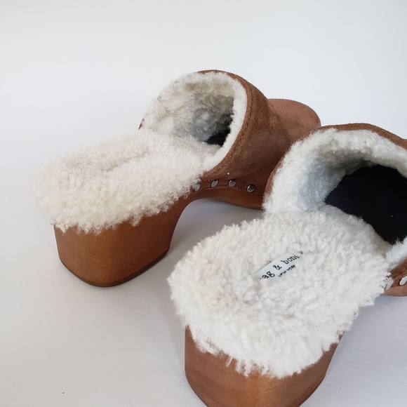 rag & bone New York suede clogs brown with white lining NWOB size 36 - Picture 7 of 9